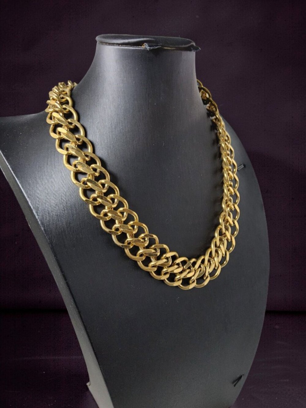 Vintage Napier Unisex Heavy Goldtone Double Chainlink Necklace, 18" long x .75" - Picture 8 of 16